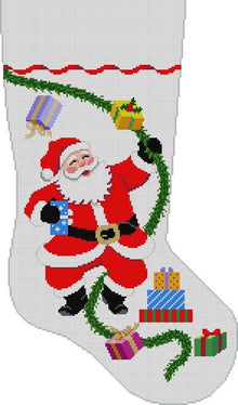  Santa with Garland and Presents, Stocking