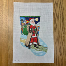  Santa Coming Up Sidewalk, Stocking