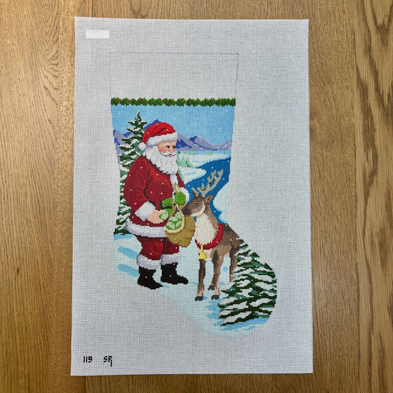 Santa Feeding Apples To Reindeer, Stocking