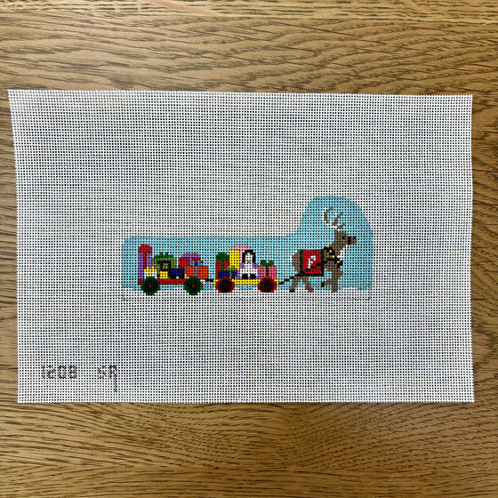 Santa's Village, Prancer Pulling Toy Wagons - 18 mesh