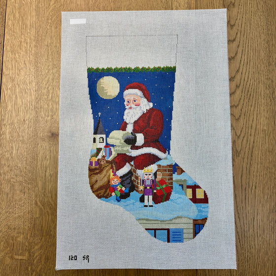 Santa Reading List On Chimney, Stocking