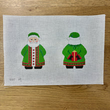  Stitch Guide - Green Coat Santa with Present, 2 Sided  - 18 mesh
