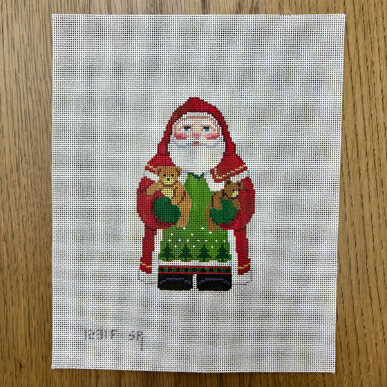 Tree Coat Santa with Teddies - 18 mesh