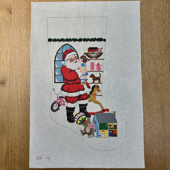 Standing Santa In Front Of Window, Girl, Stocking