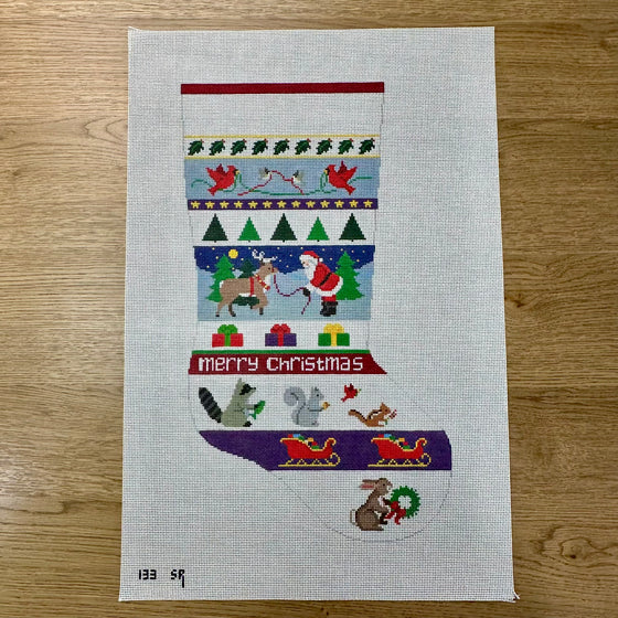 Santa and Animals Stripe, Stocking
