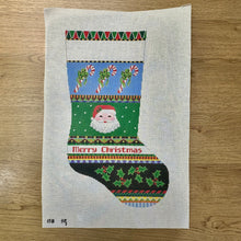  Bold Stripe Santa Face and Candy Canes, Stocking
