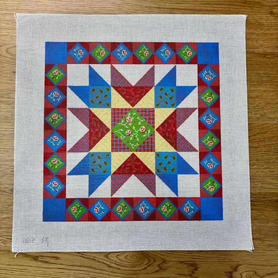 Country French Star, 14" Quilt - 13 mesh