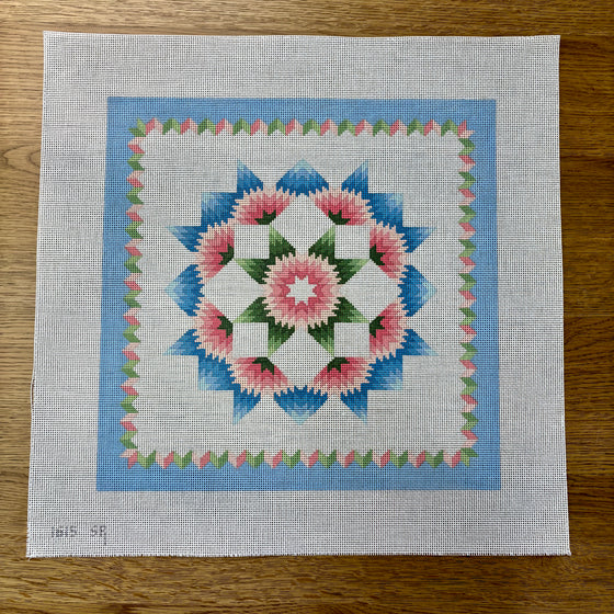 Carnation Star, Pastel, 14" Quilt - 13 mesh