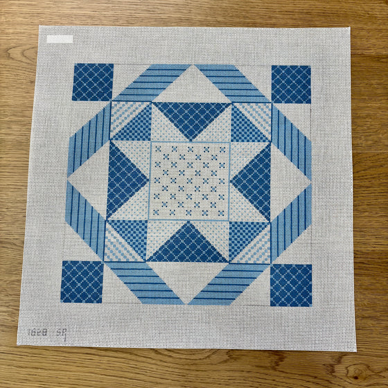 Denim Patchwork Star, 14" Quilt - 13 mesh
