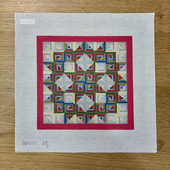 Log Cabin Star, 10" Quilt - 13 mesh