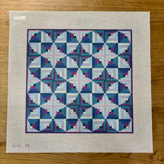 Log Cabin Wave, 14" Quilt - 13 mesh