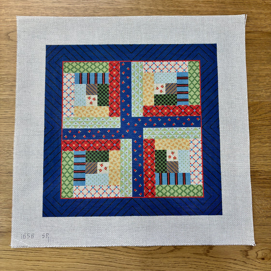 Patchwork Log Cabin, 14" Quilt - 13 mesh