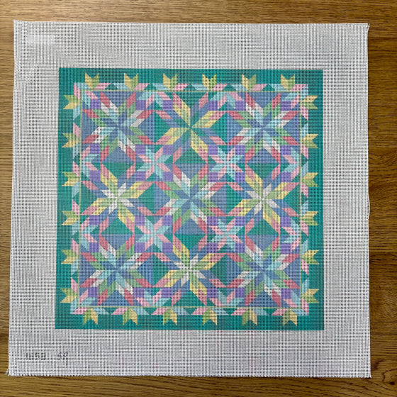 Beach Glass Starburst, 14" Quilt - 13 mesh