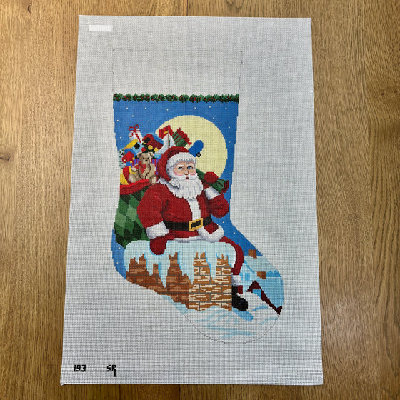 Santa, Down The Chimney, Boy, Stocking