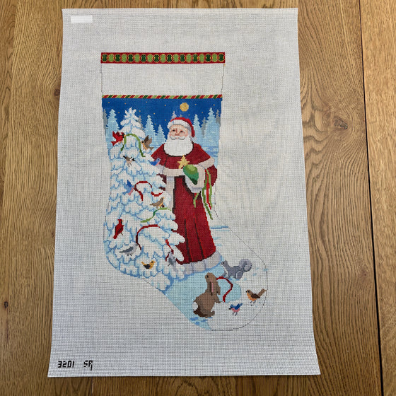 Santa, Decorating Bird Tree, Stocking