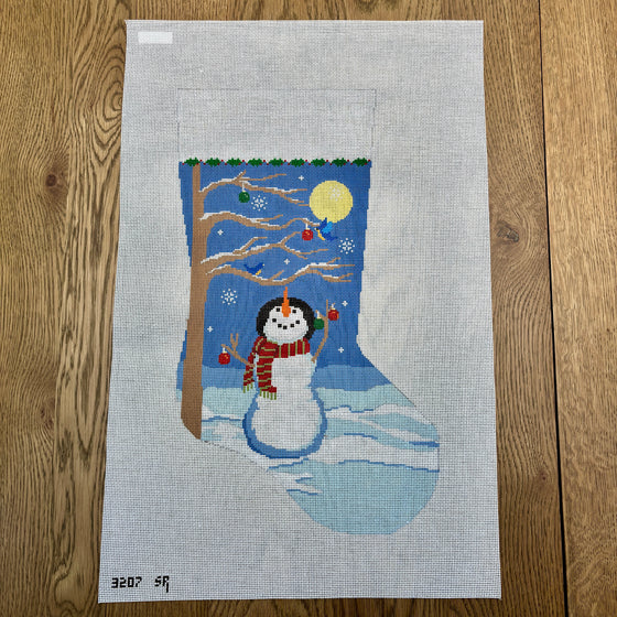 Moonlit Snowman Bird Tree, Stocking