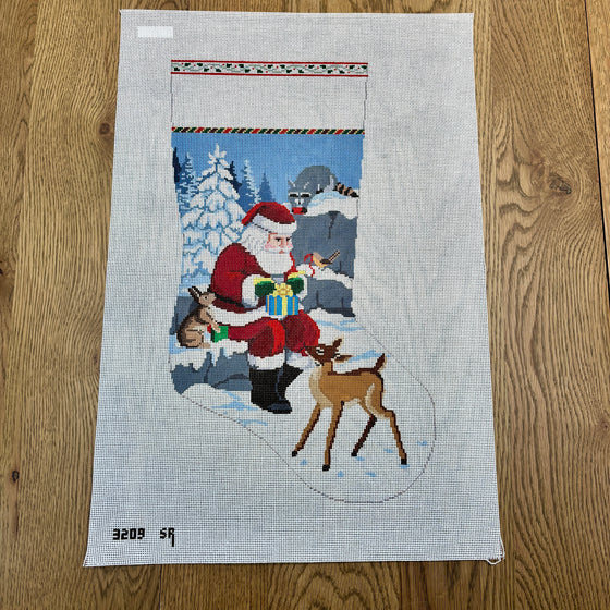 Santa and Animals Wrapping Presents, Stocking