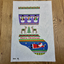  Bold Stripe Reindeer and Flying Santa, Stocking