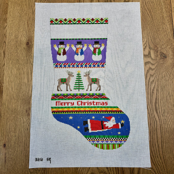 Bold Stripe Reindeer and Flying Santa, Stocking