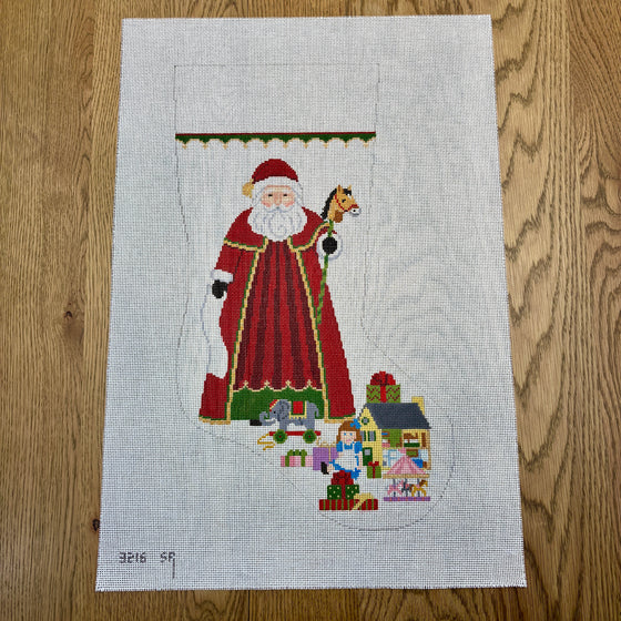 Santa With Girl Toys, Stocking