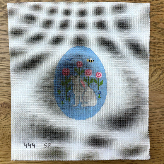Rabbit Smell the Flowers, 4" Egg - 18 mesh