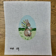  Bunny with Flowers, 4" Egg - 18 mesh