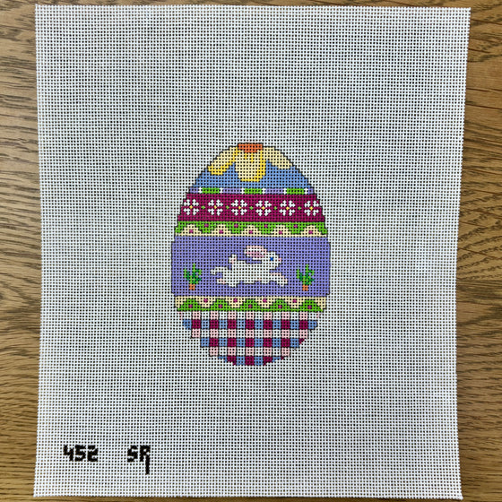 Bunny Over Plaid, 4" Egg - 18 mesh