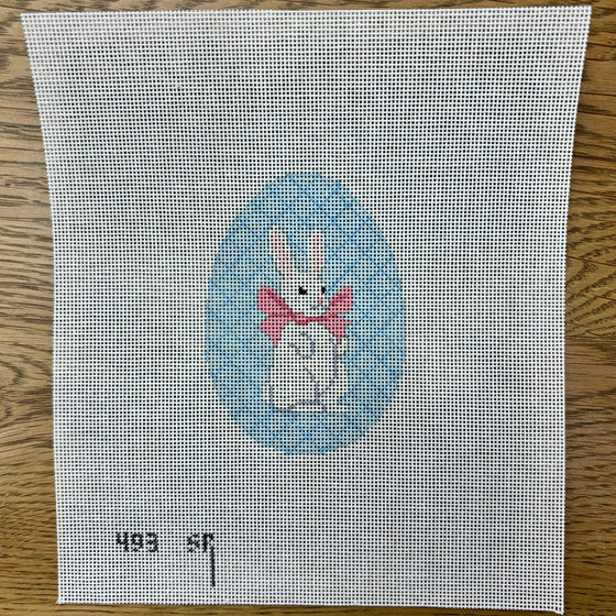 White Rabbit With Bow, 4" Egg - 18 mesh