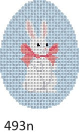  White Rabbit With Bow, 4" Egg - 18 mesh