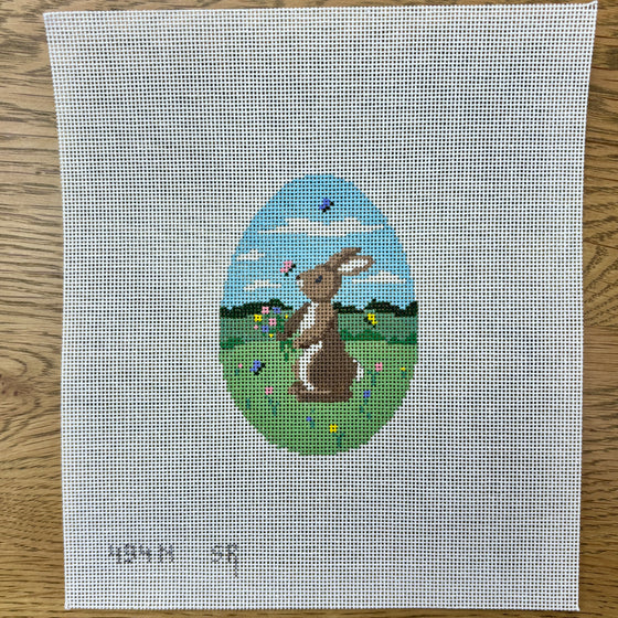 Rabbit with  Butterflies, 4" Egg - 18 mesh
