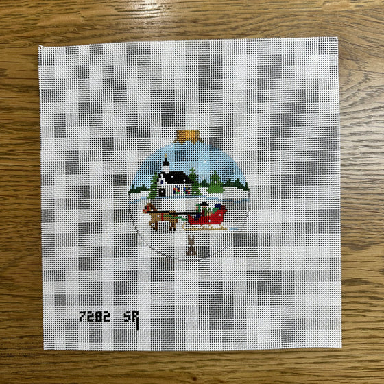 Sleigh Ride with Church, 3.25" Round