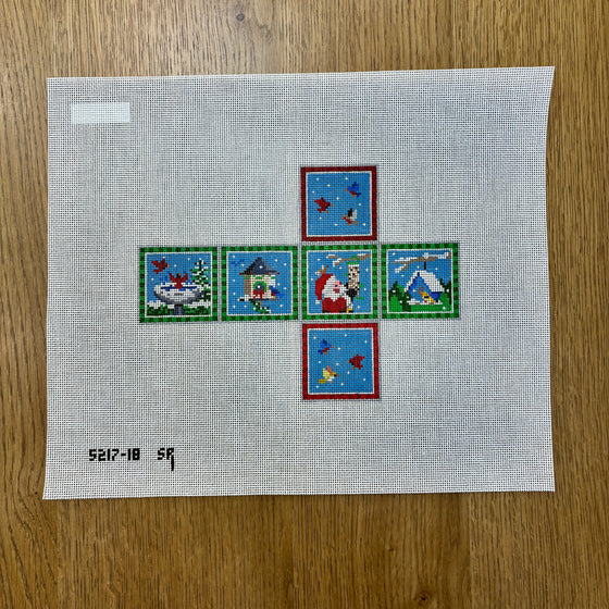 Santa with Birds, 2" Cube - 18 mesh