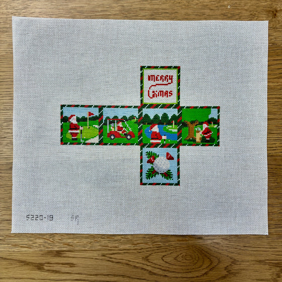 Golfing Santa, 2" Cube - 18 mesh
