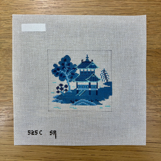 Asian Islands, Blue, 4" x 4"