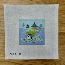 Asian Islands, 3 Houses, Colors, 4" x 4"