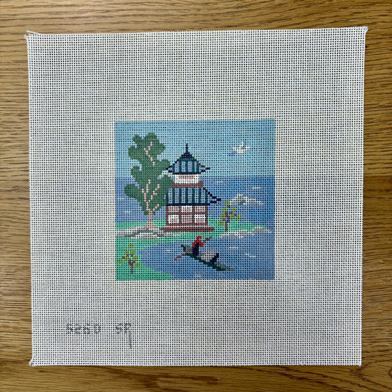 Asian Islands, Boat, Colors, 4" x 4"