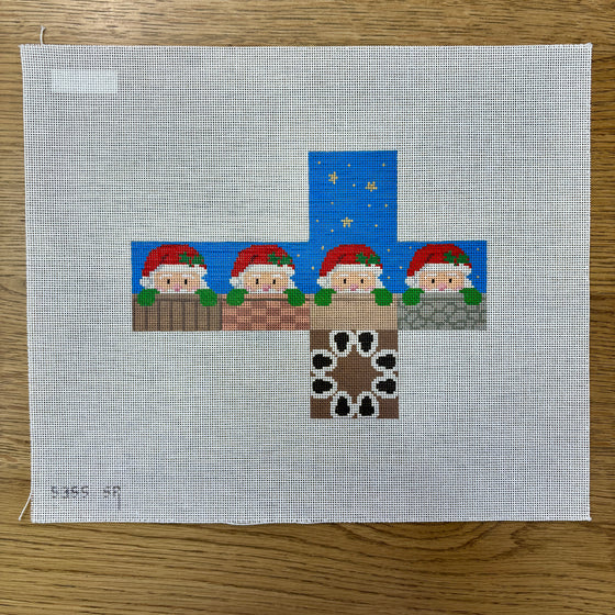 Santa Peeking, 2" Cube - 18 mesh