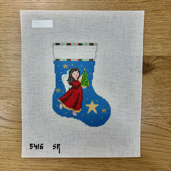 Angel with Tree, Mini Stocking