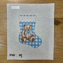  Gingham Teddy, Blue, Mini Stocking