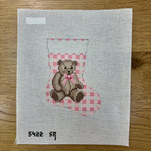  Gingham Teddy, Pink, Mini Stocking
