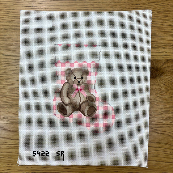 Gingham Teddy, Pink, Mini Stocking