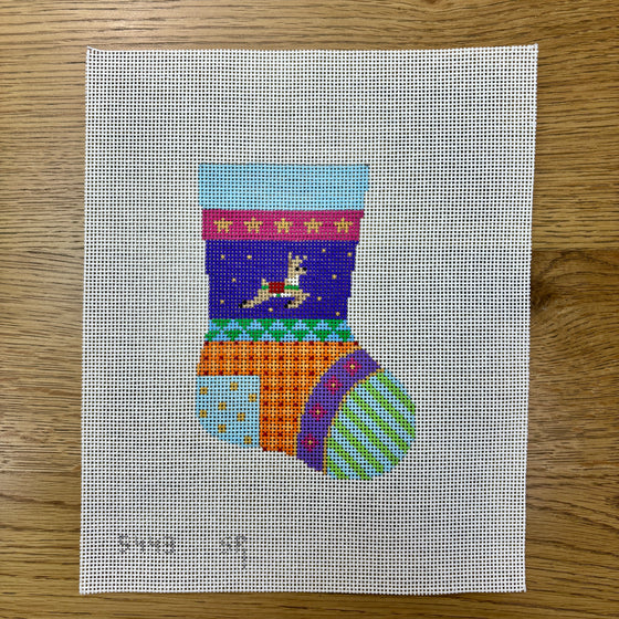 Patchwork Reindeer,  Mini Stocking
