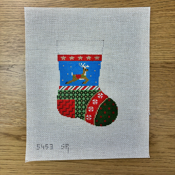 Patchwork Reindeer, Mini Stocking