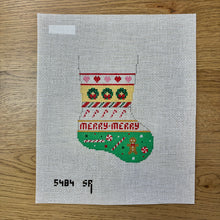  Wreath and Candy Stripe - Mini Stocking