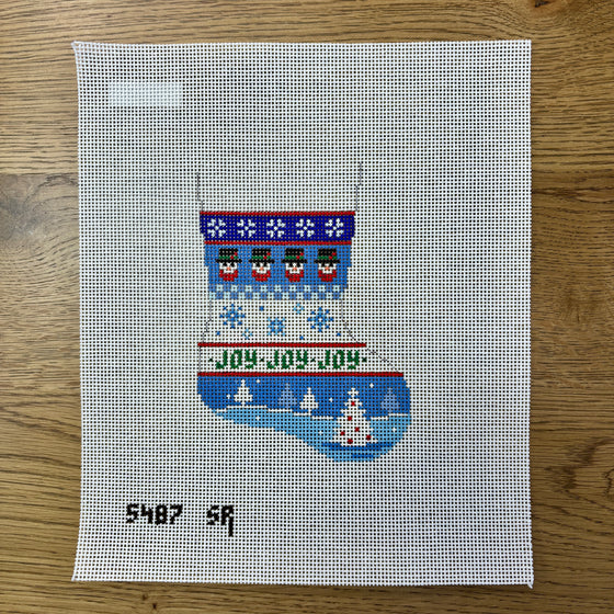 Snowman, Snowflakes, Trees Stripe - Mini Stocking