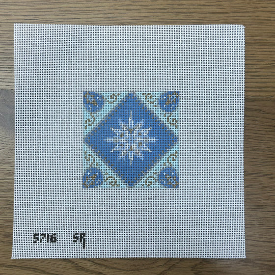 Blue, Silver Gold Star, 3" Ornament