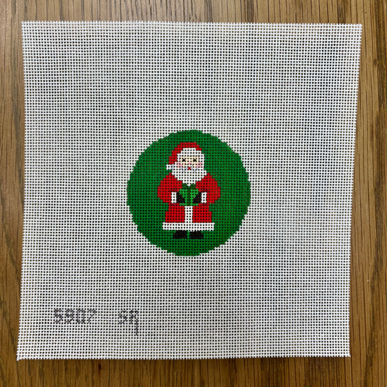 Santa With Present,  2.5" Round