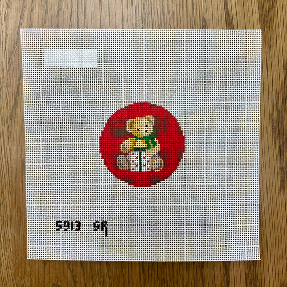 Teddy with  Present, 2.5" Round