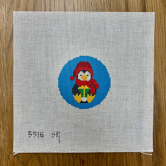 Penguin with Gift, 2.5" Round