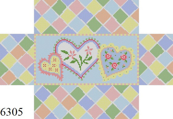 Flowers and Heart Patches, Brick Cover - 13 mesh